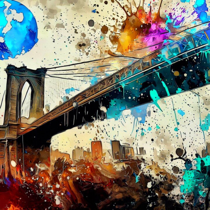 超安い】 【純也専用】Brooklyn Bridge Art A2! 絵画/タペストリ