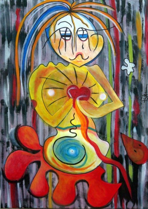 Malerei mit dem Titel "69-my-lady-colombin…" von Toki Minimeuf, Original-Kunstwerk, Acryl