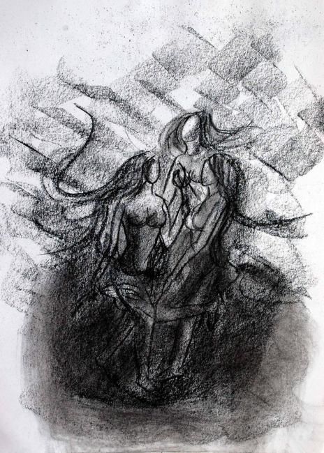 Drawing titled "STORM" by Sudha Sama, Original Artwork