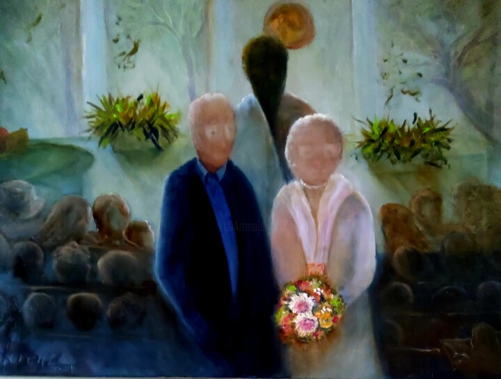 Painting titled "Ted & Sue" by Sue Lorenz, Original Artwork, Oil Mounted on Wood Stretcher frame