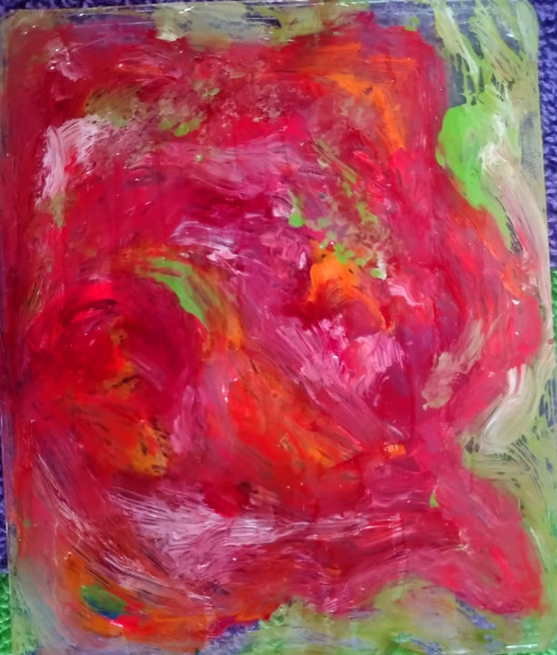 Schilderij getiteld "RED rose - - -Card…" door Lily Moonheart, Origineel Kunstwerk, pigmenten