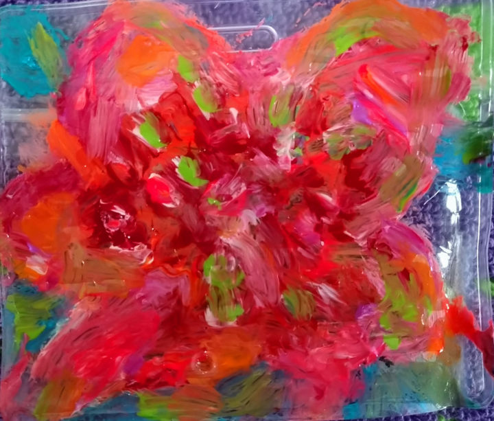 Painting titled "Lily Red Oranges" by Lily Moonheart, Original Artwork, Pigments