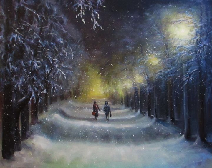 winter night painting