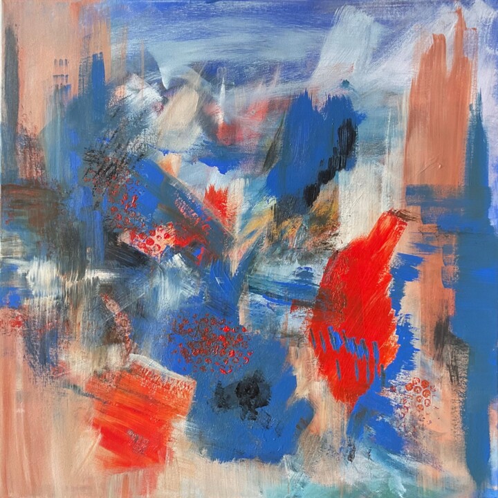 Peinture intitulée "Modern Blue Abstrac…" par Susanna Schorr, Œuvre d'art originale, Acrylique Monté sur Châssis en bois