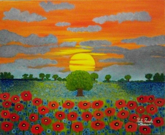 "Sunset over Poppies" başlıklı Tablo Paula Romelia Susanu tarafından, Orijinal sanat