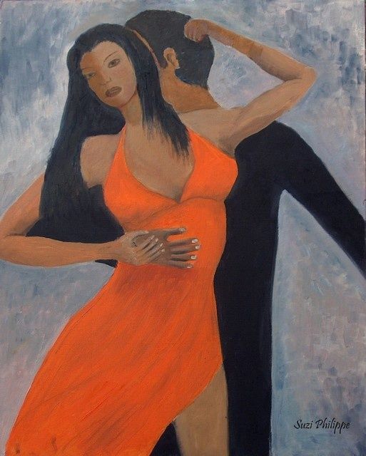 Peinture intitulée "Danseurs de tango" par Suzi Philippe - Clairsoleil, Œuvre d'art originale, Huile