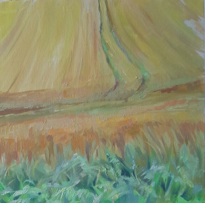 Картина под названием "Дорога в поле" - Mila Hilgendorff, Подлинное произведение искусства, Акрил Установлен на картон