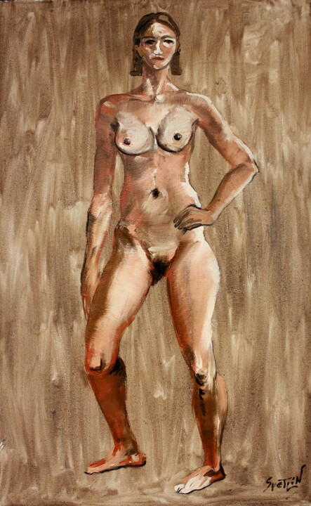 Pintura titulada "Evening nude I" por Svetlin Kolev, Obra de arte original, Oleo
