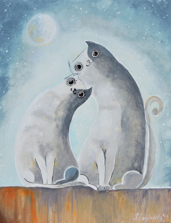 Felinoo Indigo by Raphaël Original Painting 