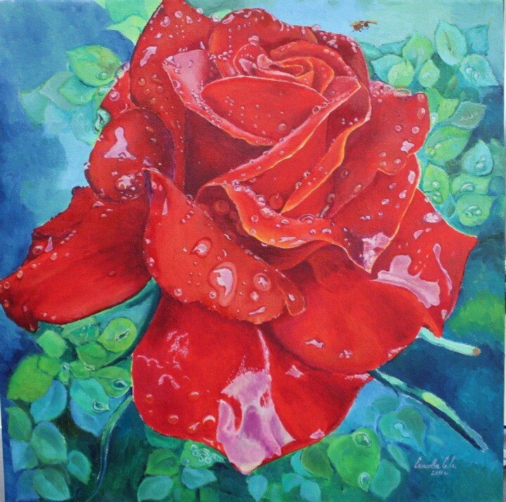Peinture intitulée "Роза" par Svetlana Egzhova, Œuvre d'art originale, Huile