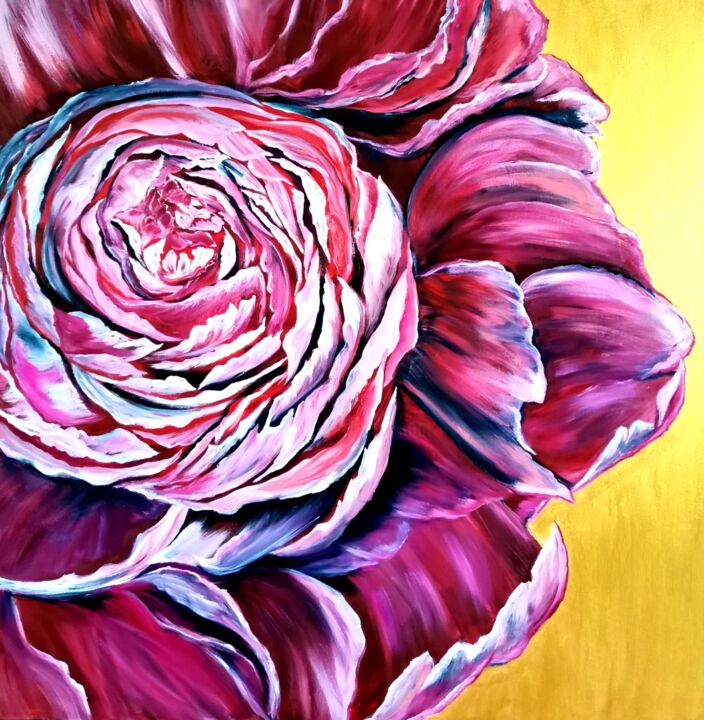Картина под названием "90x90 Bigger flower…" - Svetlana Kunegina, Подлинное произведение искусства, Акрил