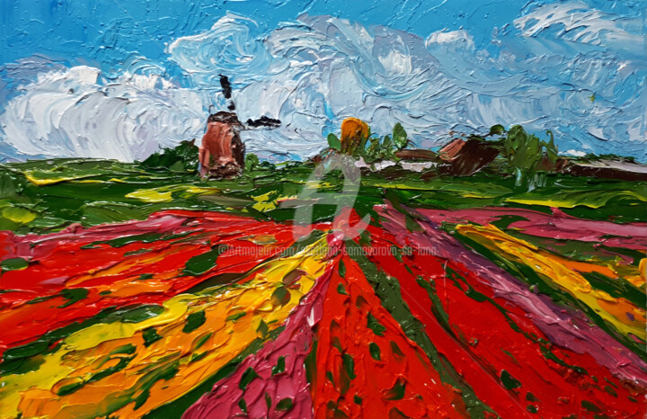 Malarstwo zatytułowany „TULIP FIELDS VII...” autorstwa Svetlana Samovarova (SA.LANA), Oryginalna praca, Olej