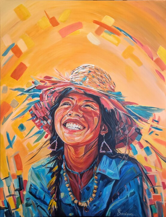 Schilderij getiteld "THE SMILE OF ECUADOR" door Svetlana Sokolova, Origineel Kunstwerk, Acryl