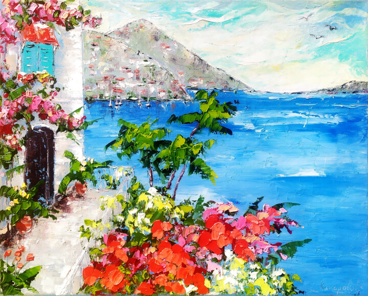 Schilderij getiteld "Amalfi Italy Painti…" door Svitlana Prokopalo, Origineel Kunstwerk, Olie