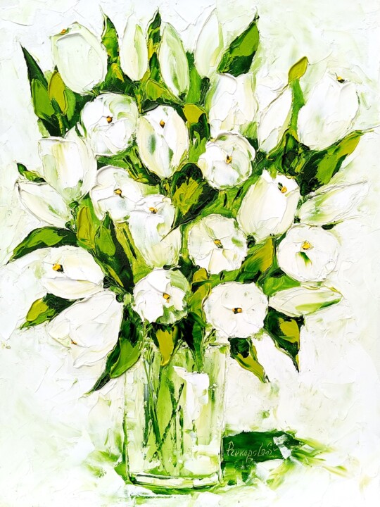 Peinture intitulée "Tulip Painting Flor…" par Svitlana Prokopalo, Œuvre d'art originale, Huile