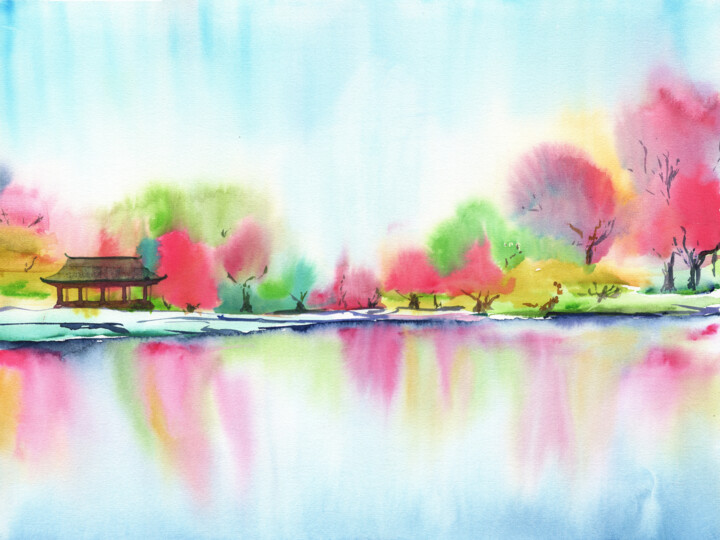 "Cherry Blossom Japa…" başlıklı Tablo Svitlana Yanyeva tarafından, Orijinal sanat, Suluboya
