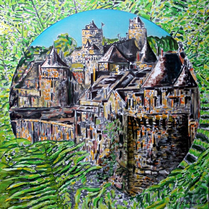 Pintura intitulada "Château de Fougères" por Sylvain Thieurmel, Obras de arte originais, Óleo Montado em Armação em madeira