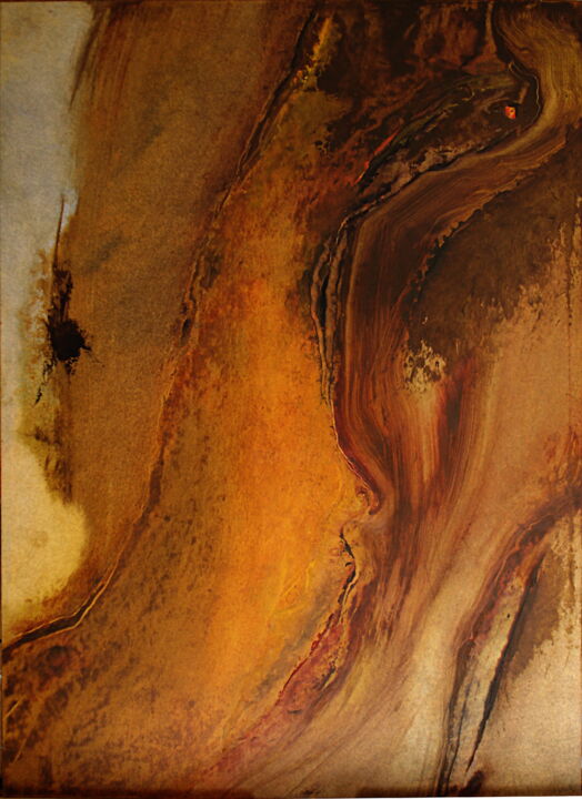 Malerei mit dem Titel "Bois (2)" von Sylviane Lacroze, Original-Kunstwerk, Öl Auf Andere starre Platte montiert