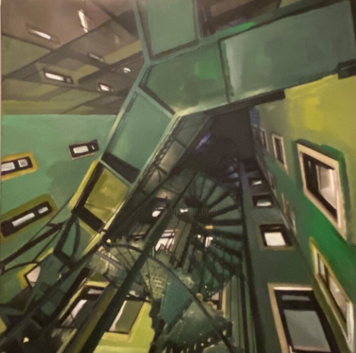 Malarstwo zatytułowany „Stairway - only the…” autorstwa Sylvie Paule Caron, Oryginalna praca, Akryl