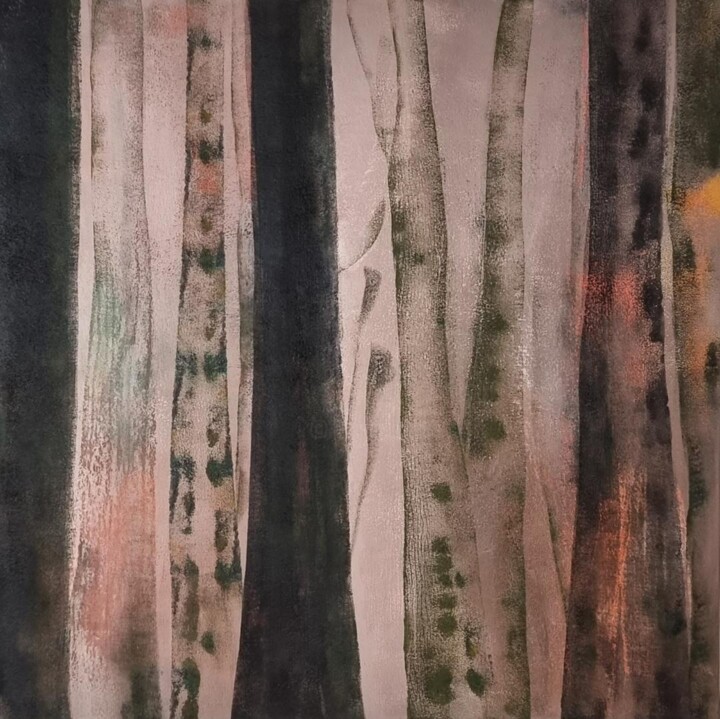 제목이 "L'âme de la forêt"인 미술작품 Sylvie Rumo로, 원작, 아크릴 나무 들것 프레임에 장착됨