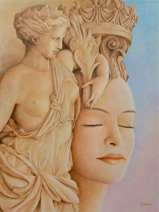 Disegno intitolato "Petra" da Sylvie Talon, Opera d'arte originale, Matita