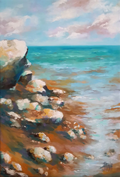 Painting titled "Bord de mer" by Sylvie Pioli, Original Artwork