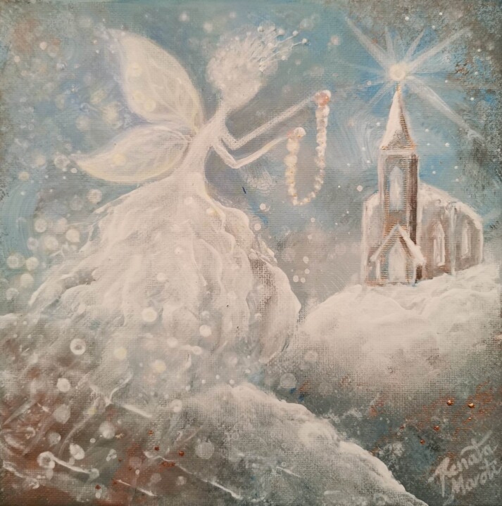 Painting titled "SNOW FAIRY" by Renata Maroti, Original Artwork, Acrylic