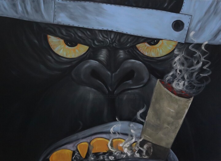 Peinture intitulée "The boss is angry" par Ta Byrne, Œuvre d'art originale, Huile
