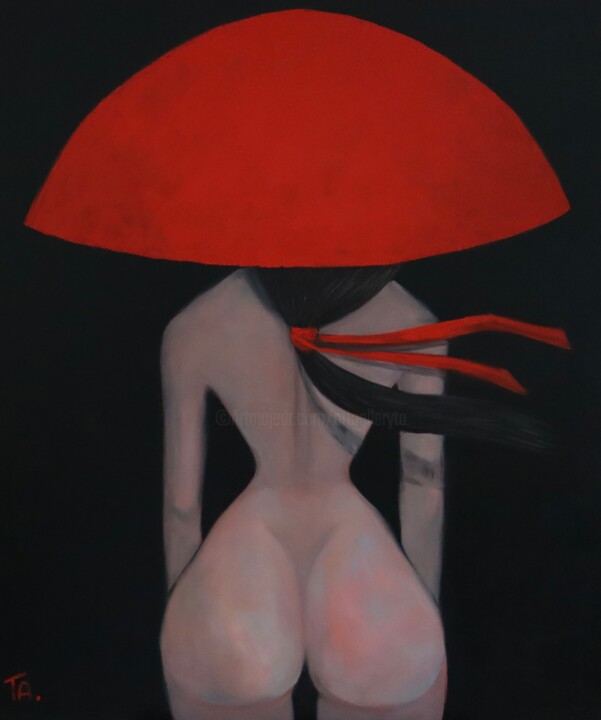 "Lady in red hat" başlıklı Tablo Ta Byrne tarafından, Orijinal sanat, Petrol