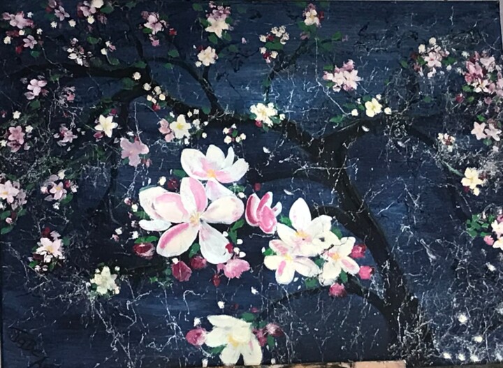 Peinture intitulée "Apfelblüten" par Tabea Schibler (TaBeArt), Œuvre d'art originale, Acrylique Monté sur Châssis en bois