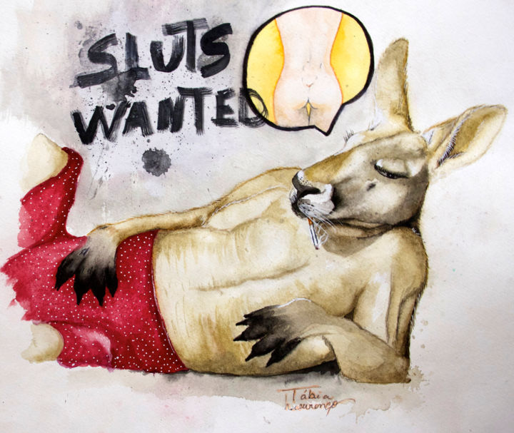 Pintura titulada "sluts wanted" por Tabia Lourenço, Obra de arte original