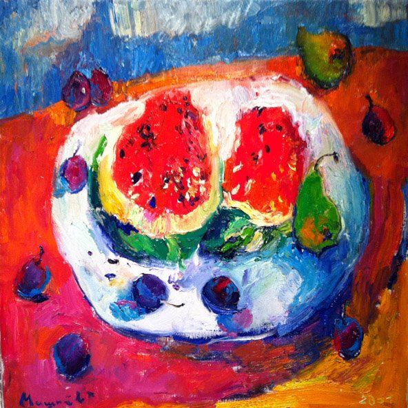 Schilderij getiteld ""Water-melons"" door Nataliia Mishniova, Origineel Kunstwerk