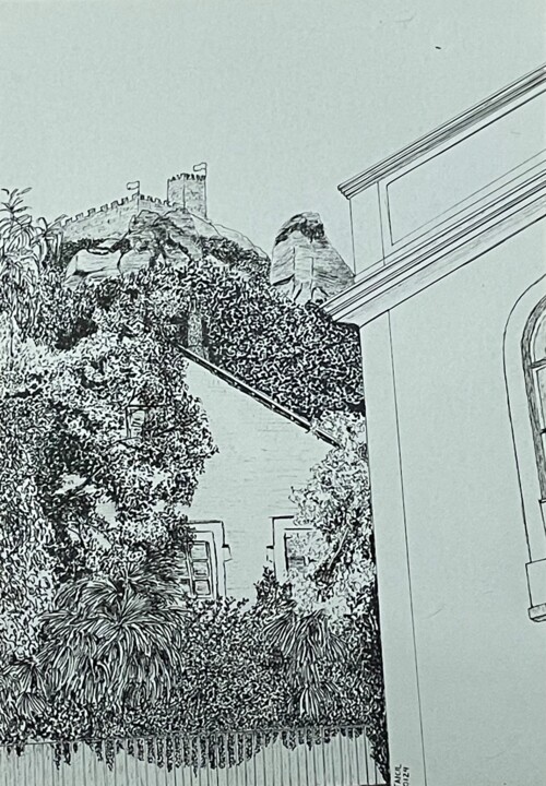 Рисунок под названием "Sintra, Castelo dos…" - Taicil, Подлинное произведение искусства, Чернила
