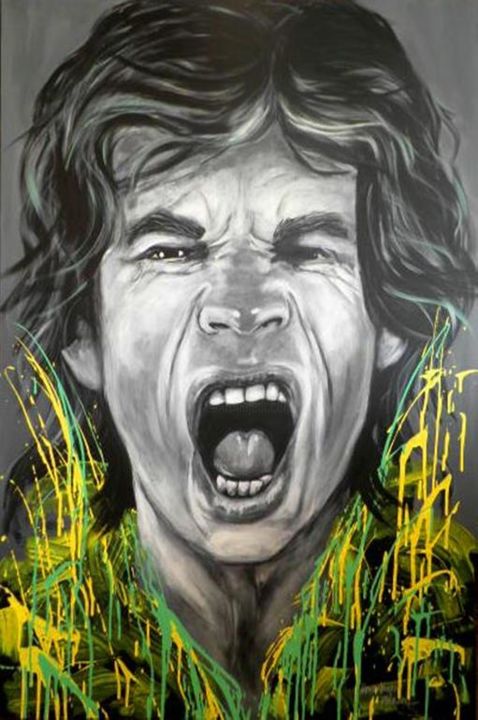 Painting titled "Mick Jagger -The Sc…" by Tamara Vogrin Tara, Original Artwork, Oil