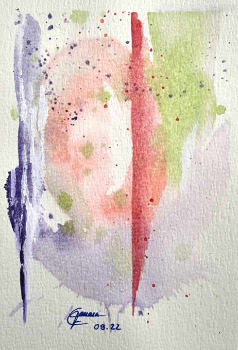 Painting titled "Fuego y agua" by Tamara Fontan, Original Artwork, Watercolor