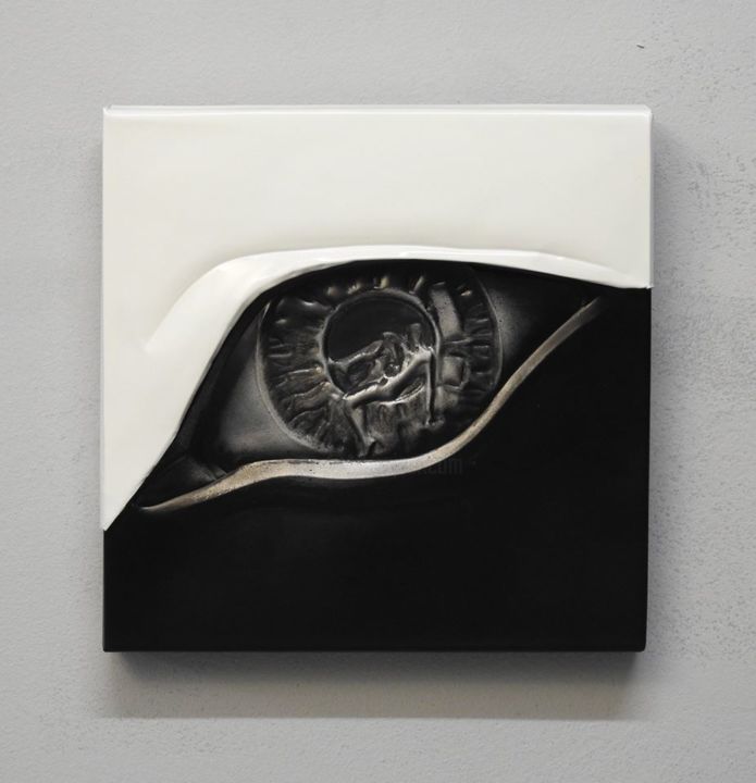 Skulptur mit dem Titel "Peace of the eye" von Mihai Tanasescu, Original-Kunstwerk, Aluminium