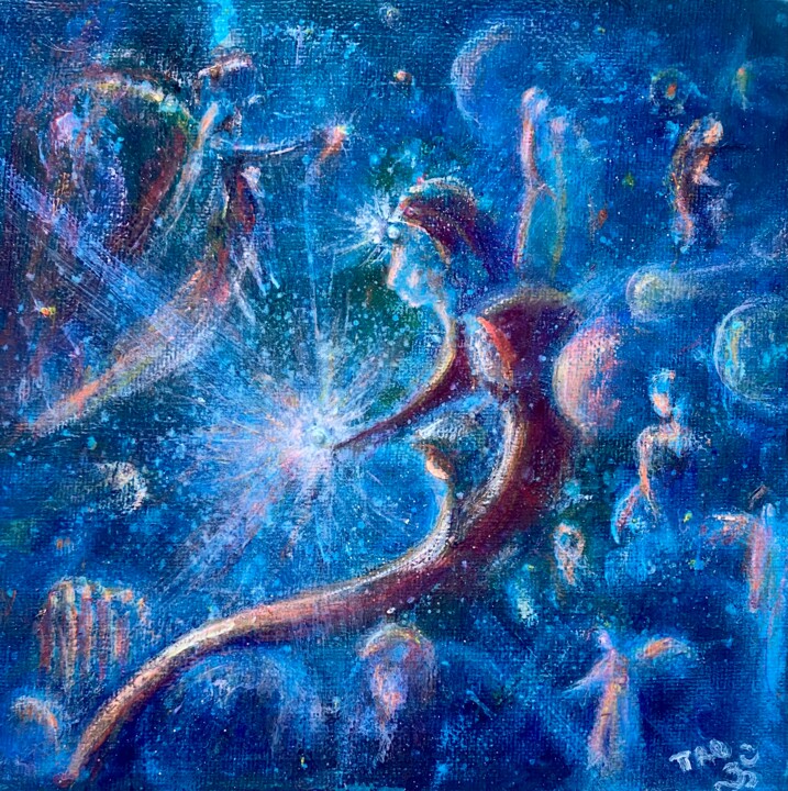 Картина под названием "Light in the night" - Tanja Olsson, Подлинное произведение искусства, Акрил Установлен на Деревянная…