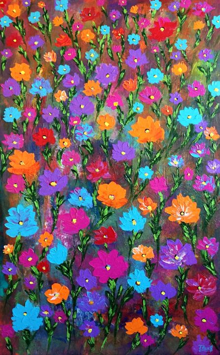Large Abstract Painting Acrylic Colorful Blossom Painting By Tanyasunart Artmajeur