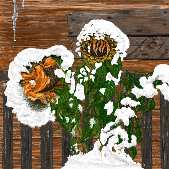 数字艺术 标题为“Sunflowers Under Sn…” 由Tatiana Gregson, 原创艺术品, 数字油画