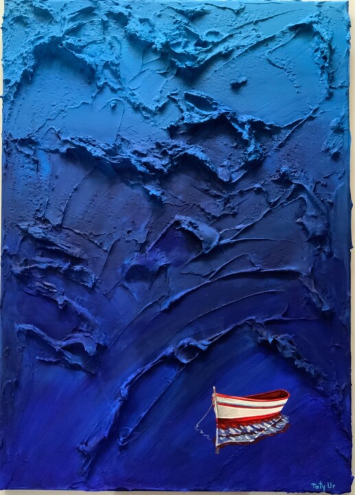 Painting titled "La barca" by Taty Ur, Original Artwork, Acrylic