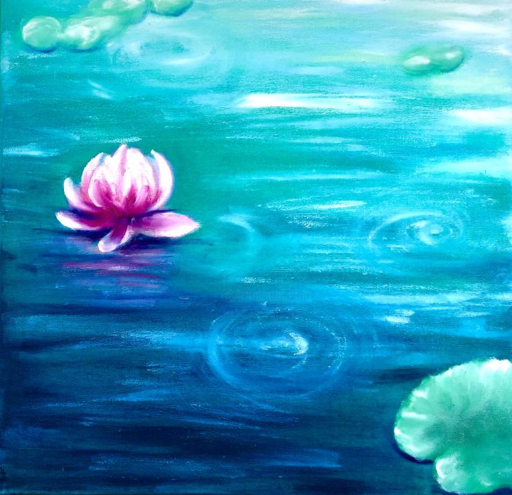 "Water lily,reflecti…" başlıklı Tablo Tatsiana Yelistratava tarafından, Orijinal sanat, Petrol