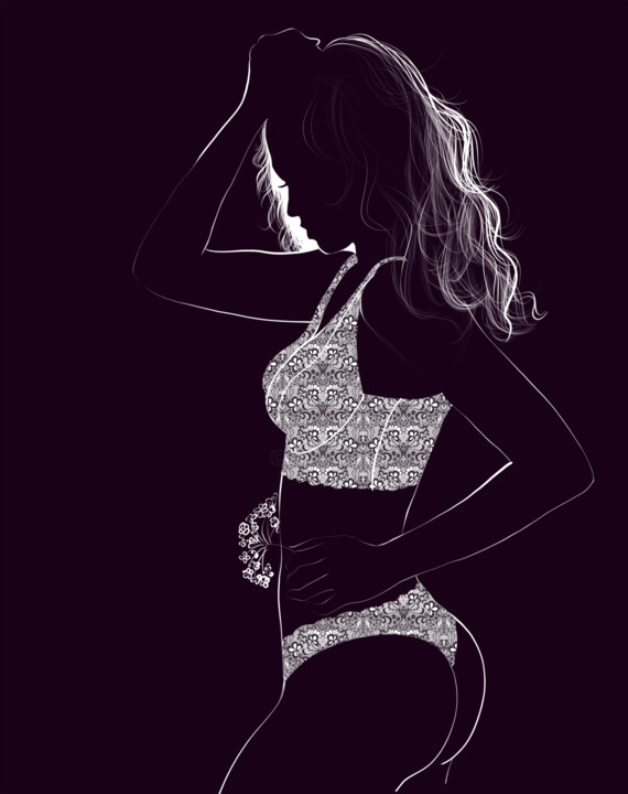 "Woman body illustra…" başlıklı Dijital Sanat Tatyana Ustyantseva tarafından, Orijinal sanat, Dijital Resim