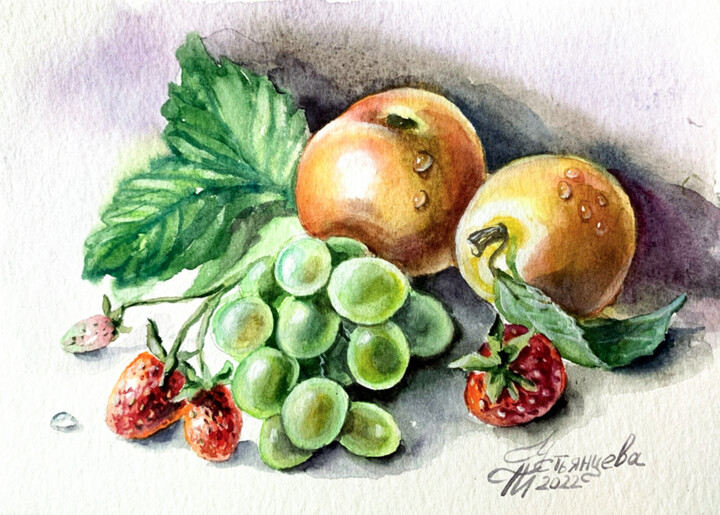 "fruit painting wate…" başlıklı Tablo Tatyana Ustyantseva tarafından, Orijinal sanat, Suluboya