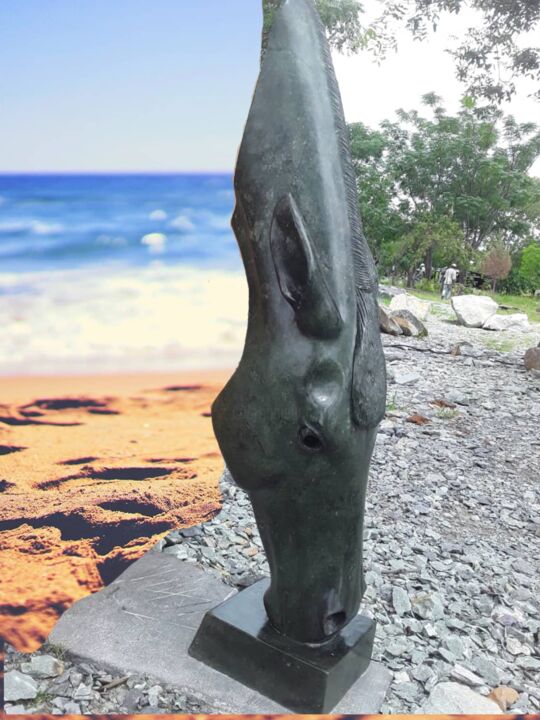 Sculpture intitulée "Stallion Head" par Taurayi Maisiri, Œuvre d'art originale, Pierre