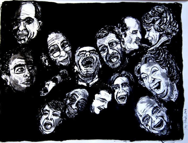 제목이 "Políticos"인 그림 Tay Aguilar로, 원작, 잉크