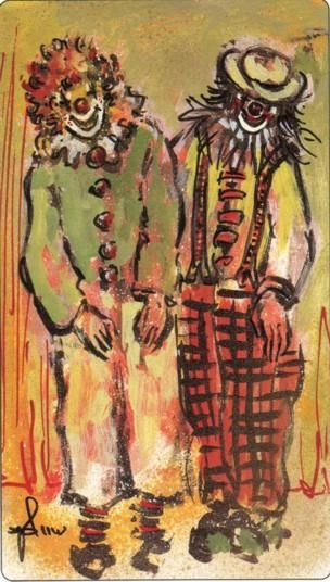 Painting titled "Clowns" by Georges Dumitresco, Original Artwork