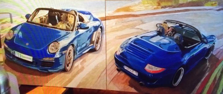 Peinture intitulée "Porsche 911 SPEEDST…" par Sergio De Nice, Œuvre d'art originale, Huile