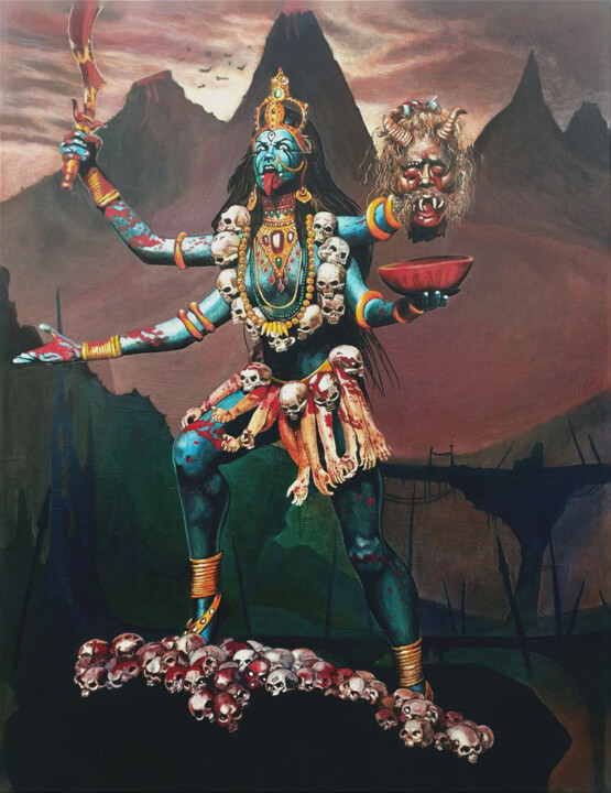 Pittura intitolato "Кали Ма" da Teonanakatl, Opera d'arte originale, Acrilico