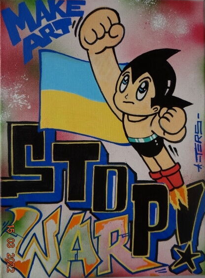 Pittura intitolato "STOP WAR UKRAINE" da Ters Graffiti - Street Art, Opera d'arte originale, Acrilico