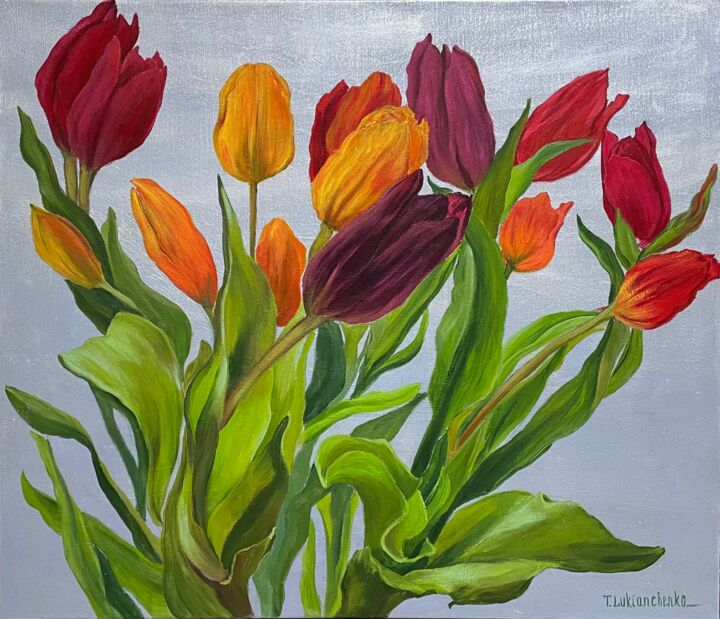 제목이 "Tulip garden"인 미술작품 Tetiana Lukianchenko로, 원작, 아크릴